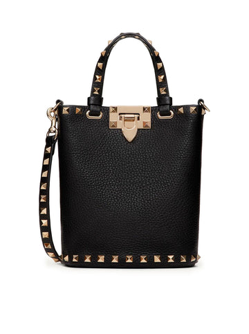 Valentino Garavani Women Pouch With Rockstud Shoulder Strap In Grained Calfskin