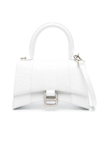 Hourglass XS Handbag Crocodile Embossed in White