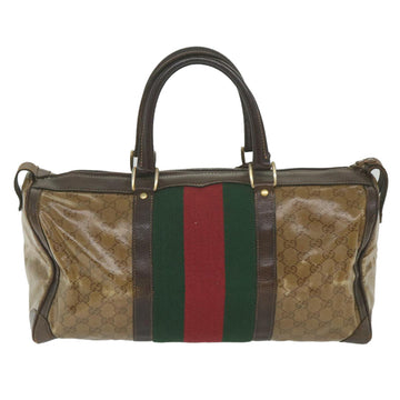 GUCCI GG Crystal Web Sherry Line Boston Bag Brown Red Green 59337