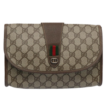 GUCCI GG Canvas Web Sherry Line Clutch Bag PVC Beige Green Red 59919