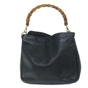 GUCCI Bamboo Shoulder Bag Leather Black 001 1705 1638 59973