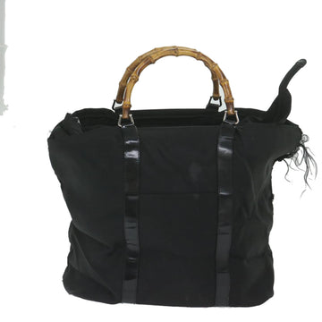 GUCCI Bamboo Tote Bag Nylon Black 002 2058 0412 5 59979