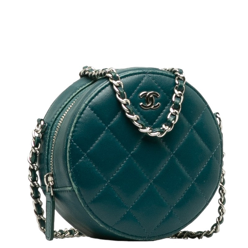 Chanel Matrases Cocomark  Chain Shoulder Bag Portfolio Green Leather  CHANEL