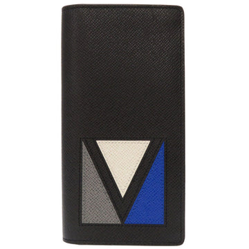 LOUIS VUITTON Long Wallet Purse M30791 Taiga black Taiga Portefeuille Brazza V shape mens Used