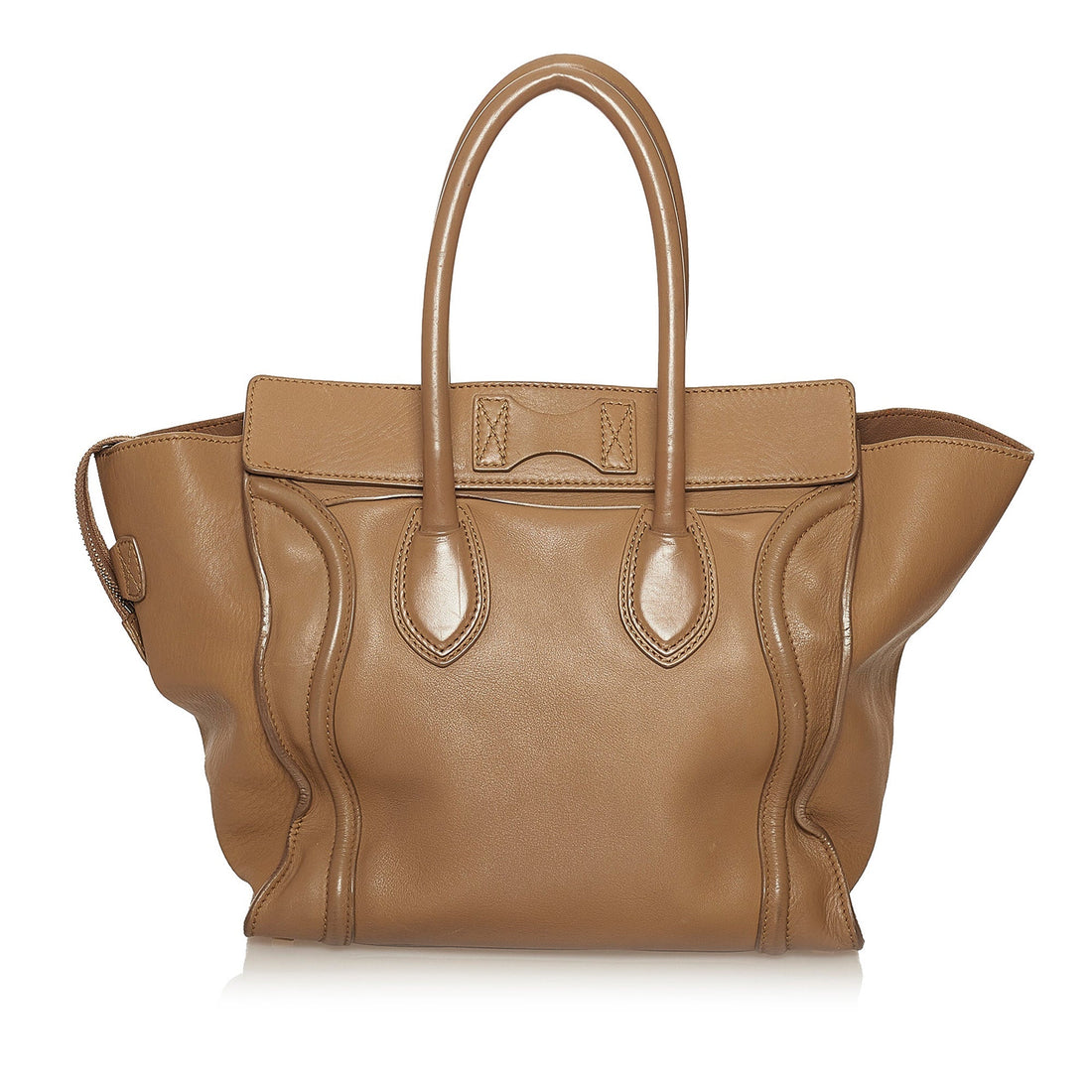 Tan Celine Micro Luggage Tote Leather Handbag