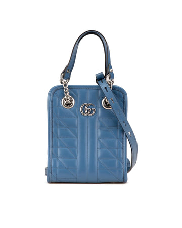 Quilted Leather Chevron Satchel with Chain-Link Handles