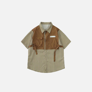 Striped Color Front Vest Shirt