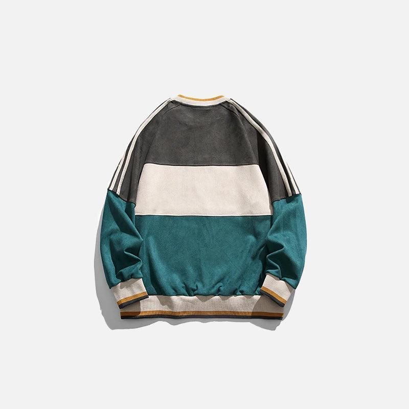 Loose Patchwork Sports Sweatshirt