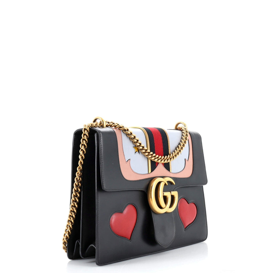 Web Heart GG Marmont Chain Shoulder Bag Leather Medium