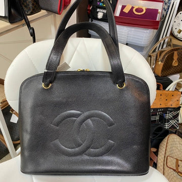 Chanel Vintage Black Leather Shoulder Bag Medium