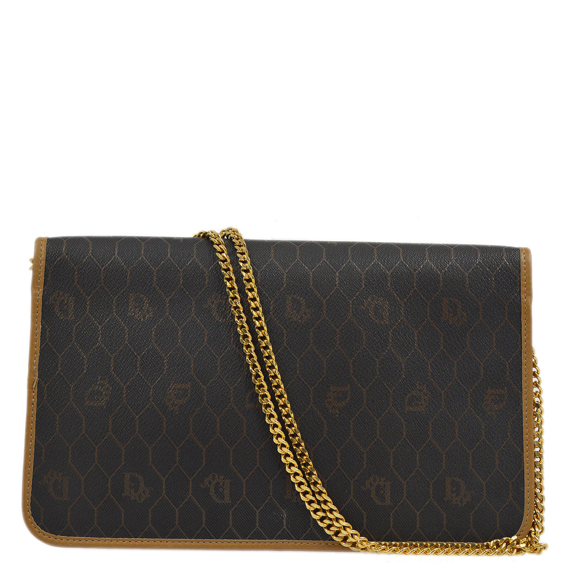 Christian Dior Black Brown Honeycomb Shoulder Bag