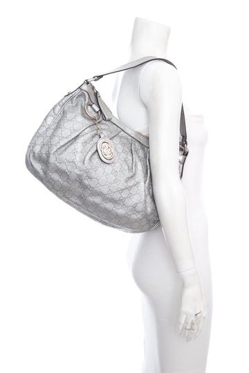 Gucci Silver Guccissima Hobo Handbag