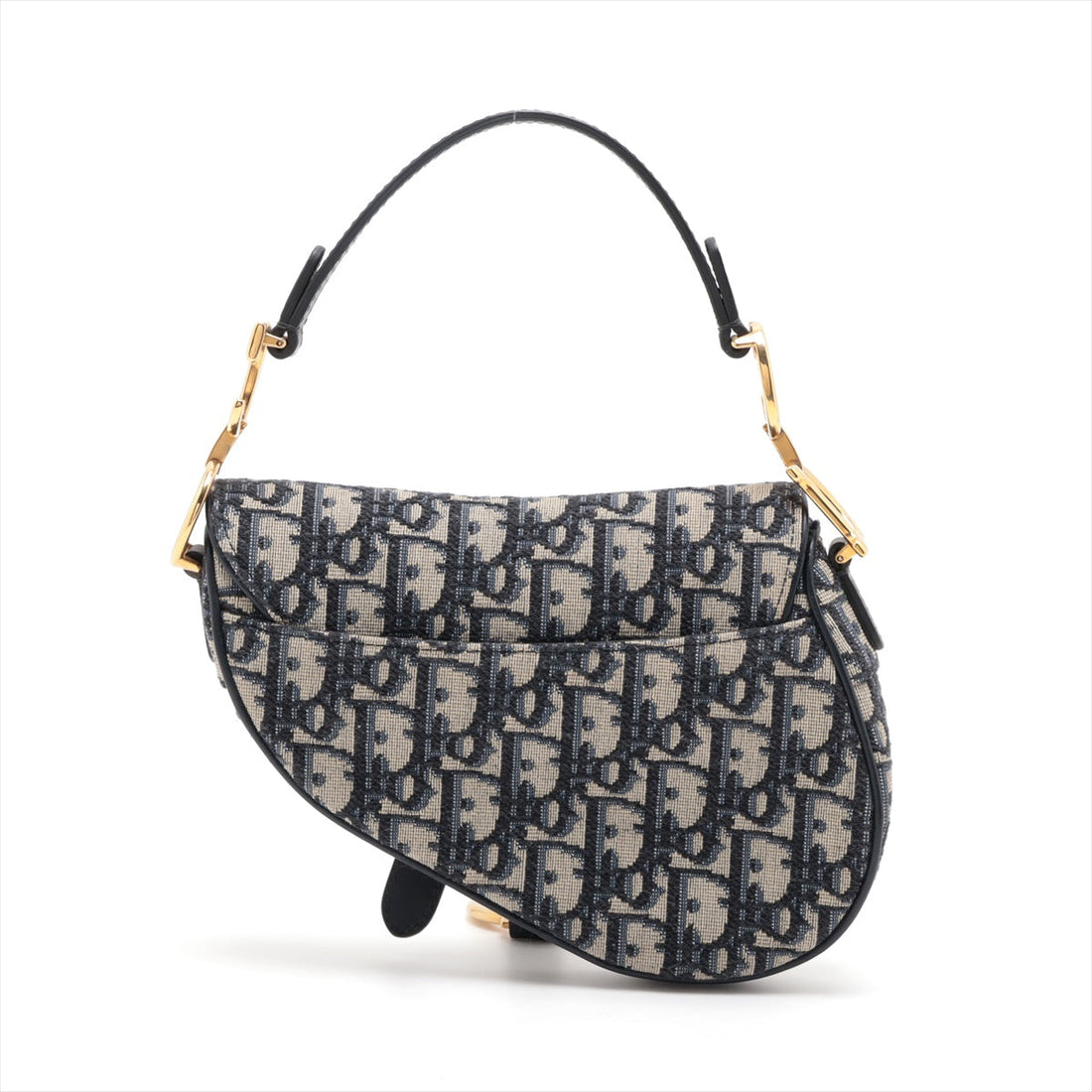 Christian Dior Saddle Bag Canvas One-Shoulder Bag Navy Navi