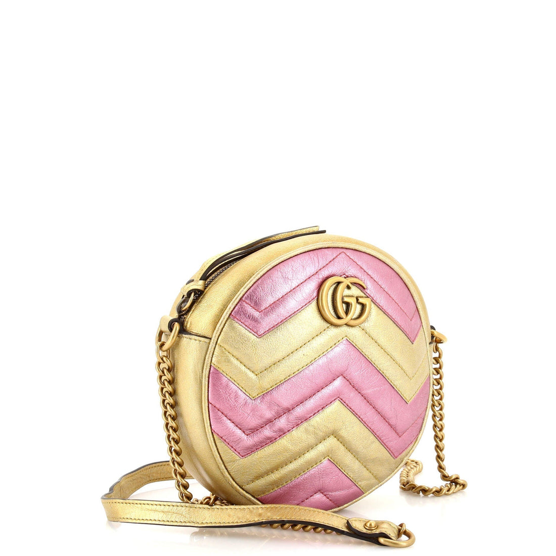 GG Marmont Round Shoulder Bag Matelasse Leather Mini