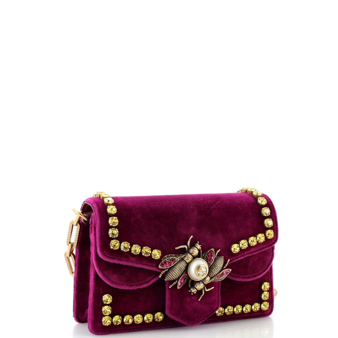 Broadway Pearly Bee Shoulder Bag Crystal Embellished Velvet Mini