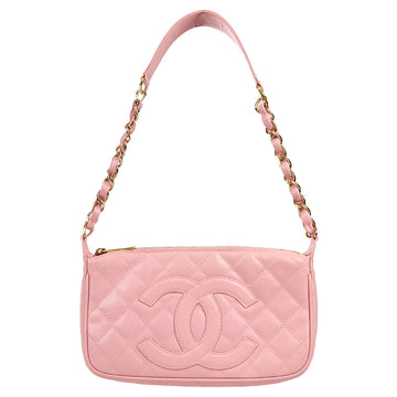 Chanel 2003-2004 Chain Shoulder Bag Pink Caviar