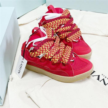 Premium Women New Leather Curb Sneakers Red