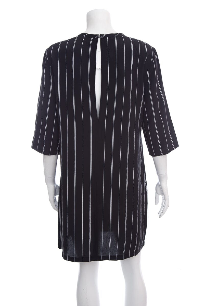 Equipment Black & White Striped Shift Dress SZ M