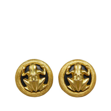 Chanel Vintage Flog Earrings Gold  Ladies