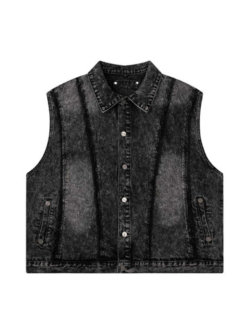 Makersluxe Raw Edge split Washed Denim Vest
