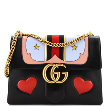 Web Heart GG Marmont Chain Shoulder Bag Leather Medium