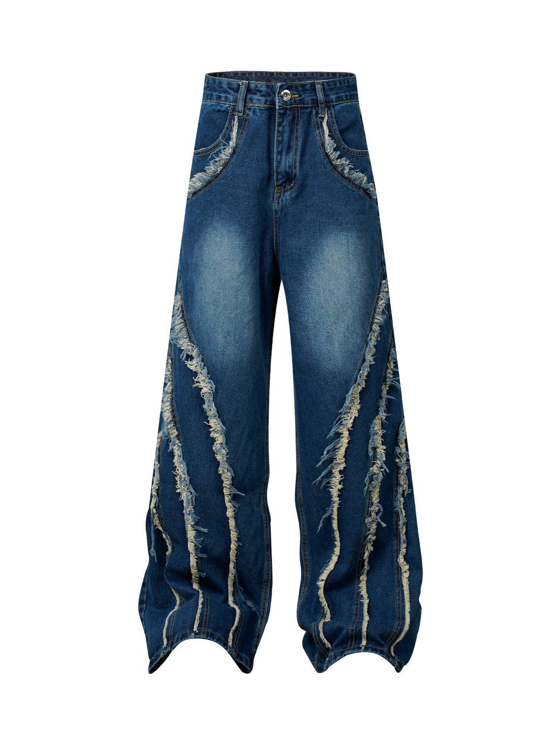 Makersluxe High Street Hip-hop Washed Fur Jeans