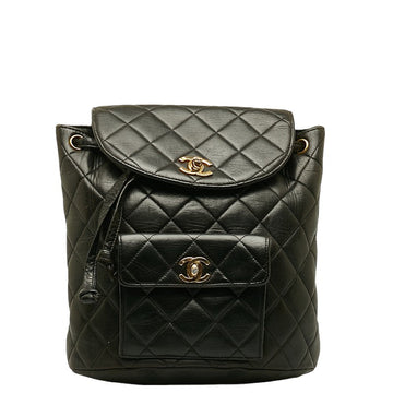 CHANEL Vintage Backpack in Lambskin Leather Black Quilted