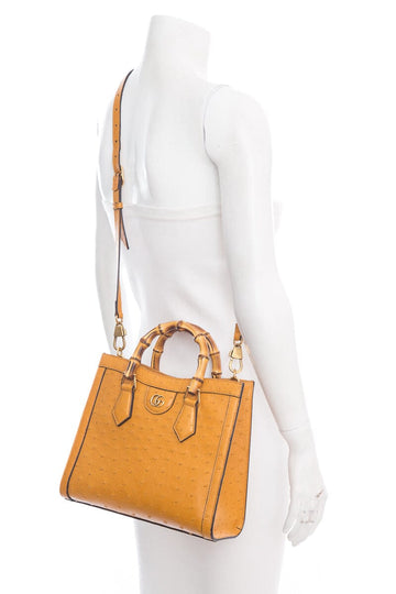 Gucci Brown Ostrich Diana Handbag