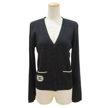 Chanel Cardigan Vneck Staff Uniform U02425K02147 94305 Black 36 S Size Wool Acrylic  Tops