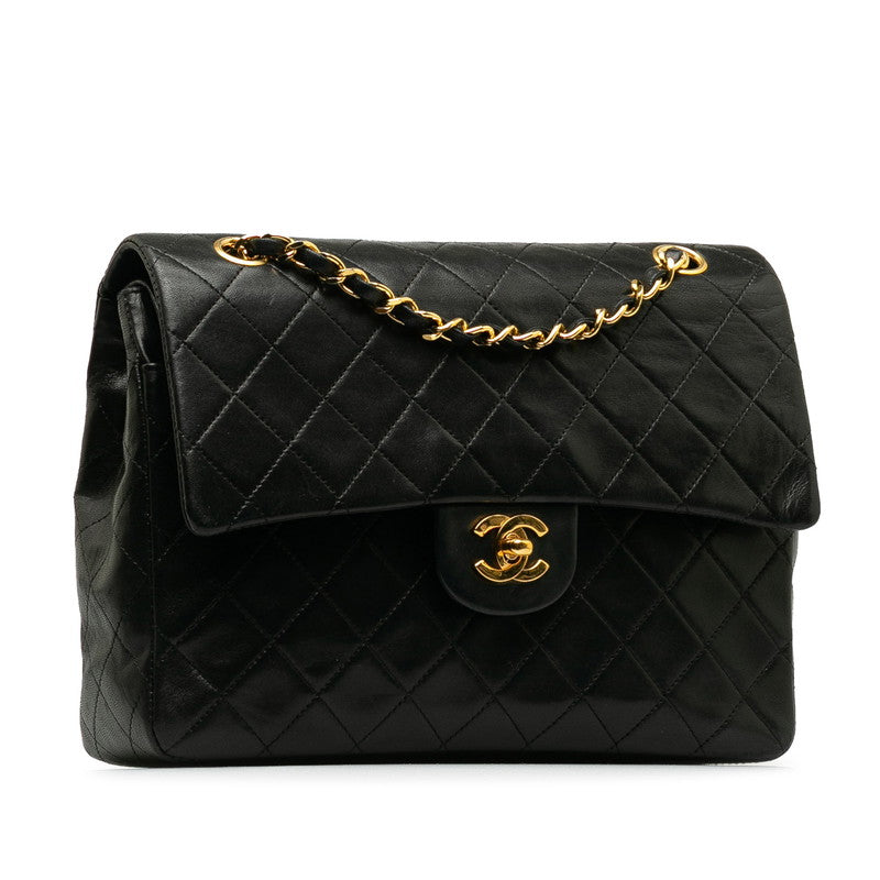 Chanel Matrace 25 Double Flap Chain Shoulder Bag Black kin  Chanel