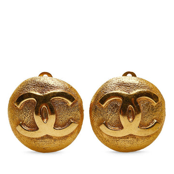 Chanel Vintage Coco Mark Round Earrings Gold Plated Women's
