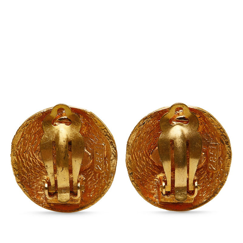 Chanel Vintage Coco Mark Round Earrings Gold Plated Women's