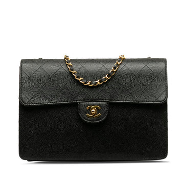 Chanel Decamatrasse ingle Flap Gold  Chain Shoulder Bag Black   CHANEL