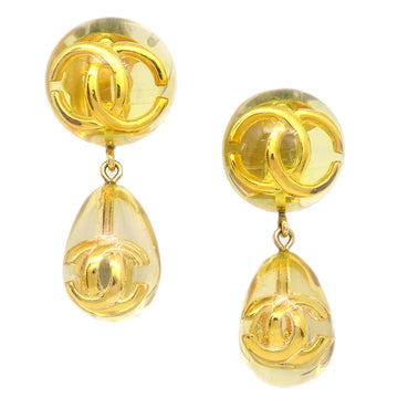 Chanel Dangle Earrings Gold Clip-On 25 Yellow