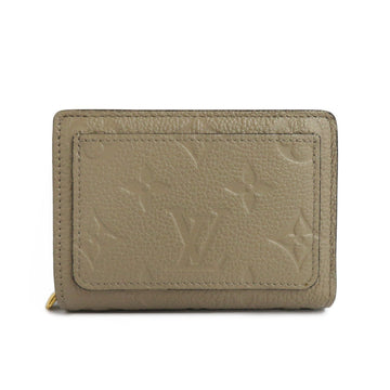 Louis Vuitton Portefolio Clair M80152 Monogram Emplant Turtle Double Fold Wallet Beige Gold  Small Coin Input Leather   Vintage Wood
