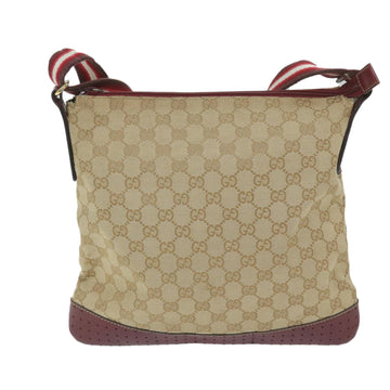 GUCCI GG Canvas Sherry Line Shoulder Bag Beige Red 145857 60140