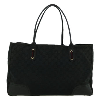 GUCCI GG Canvas Sherry Line Tote Bag Black Red 161719 60141