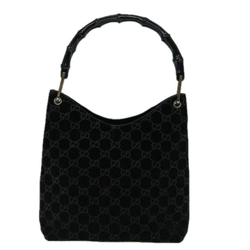 GUCCI GG Canvas Bamboo Shoulder Bag Suede Black 001 3007 002058 60383
