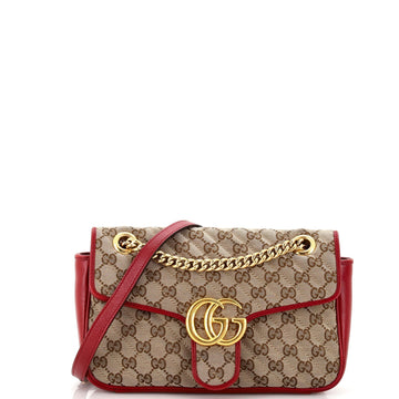 GG Marmont Flap Bag Diagonal Quilted GG Canvas Small