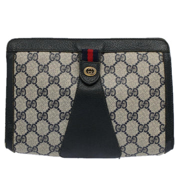 GUCCI GG Supreme Sherry Line Clutch Bag Red Navy 89 01 032 60473