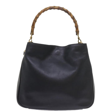 GUCCI Bamboo Hand Bag Leather 2way Navy 001 2113 1638 60686