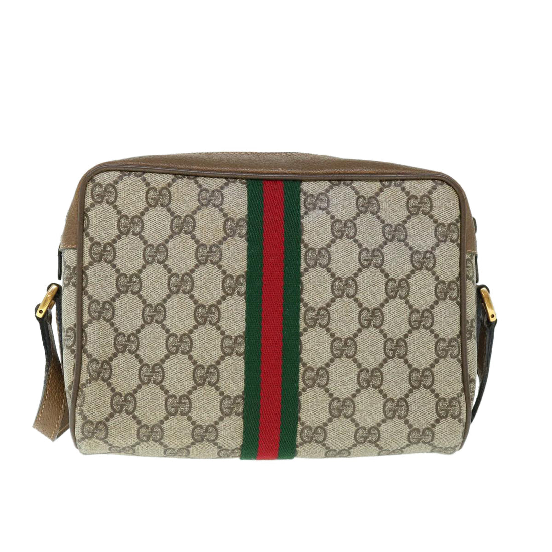 GUCCI GG Supreme Web Sherry Line Shoulder Bag Beige Red 56 02 004 60741