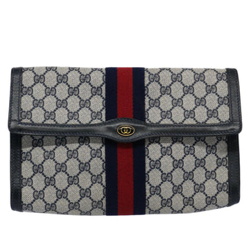 GUCCI GG Supreme Sherry Line Clutch Bag Red Navy 41 014 3087 30 60875