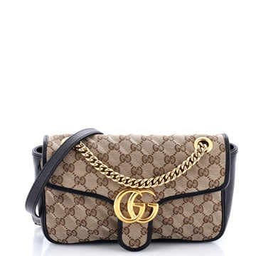GG Marmont Flap Bag Diagonal Quilted GG Canvas Small