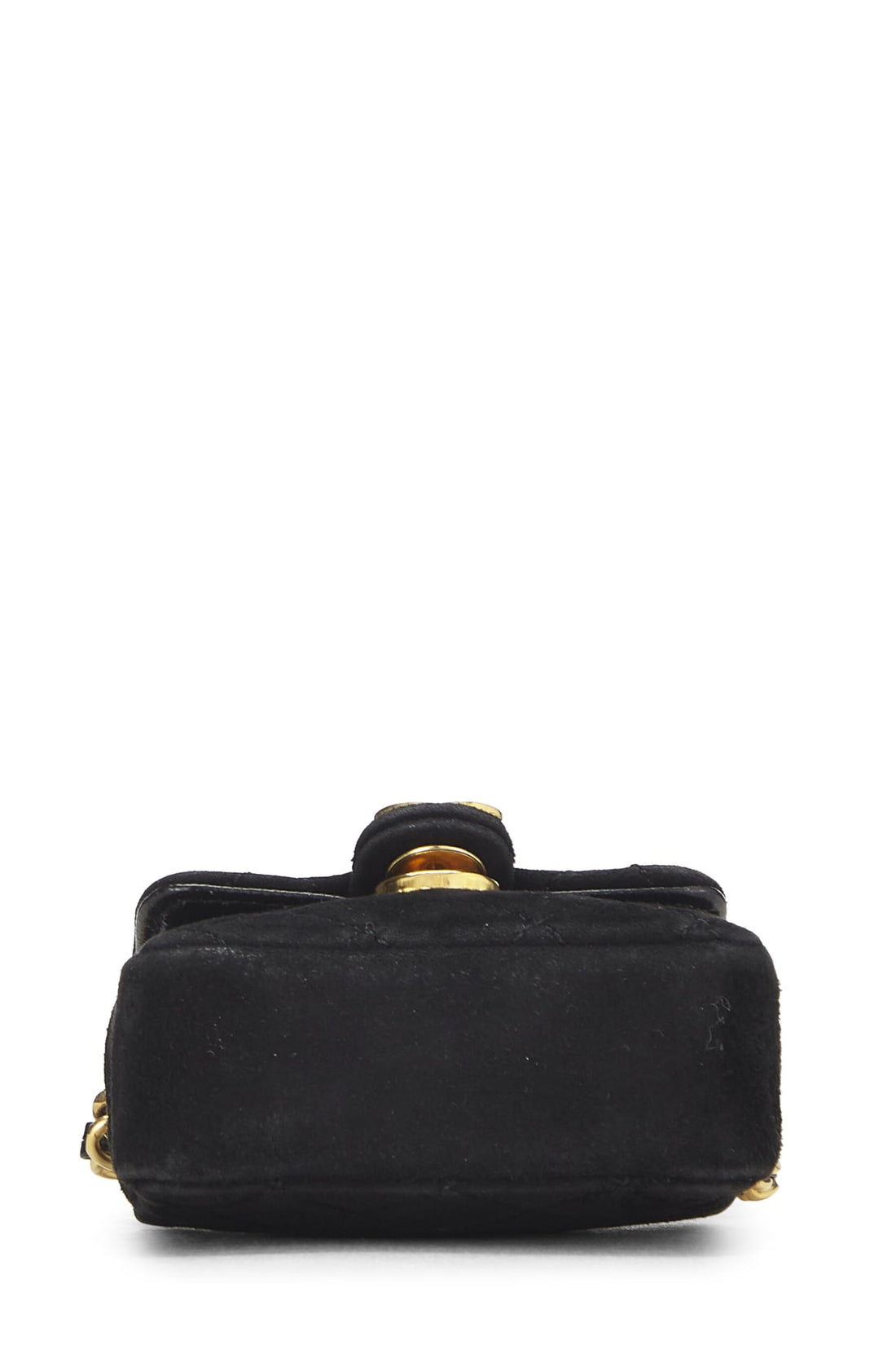 Chanel,  Black Quilted Suede Half Flap Micro, Black