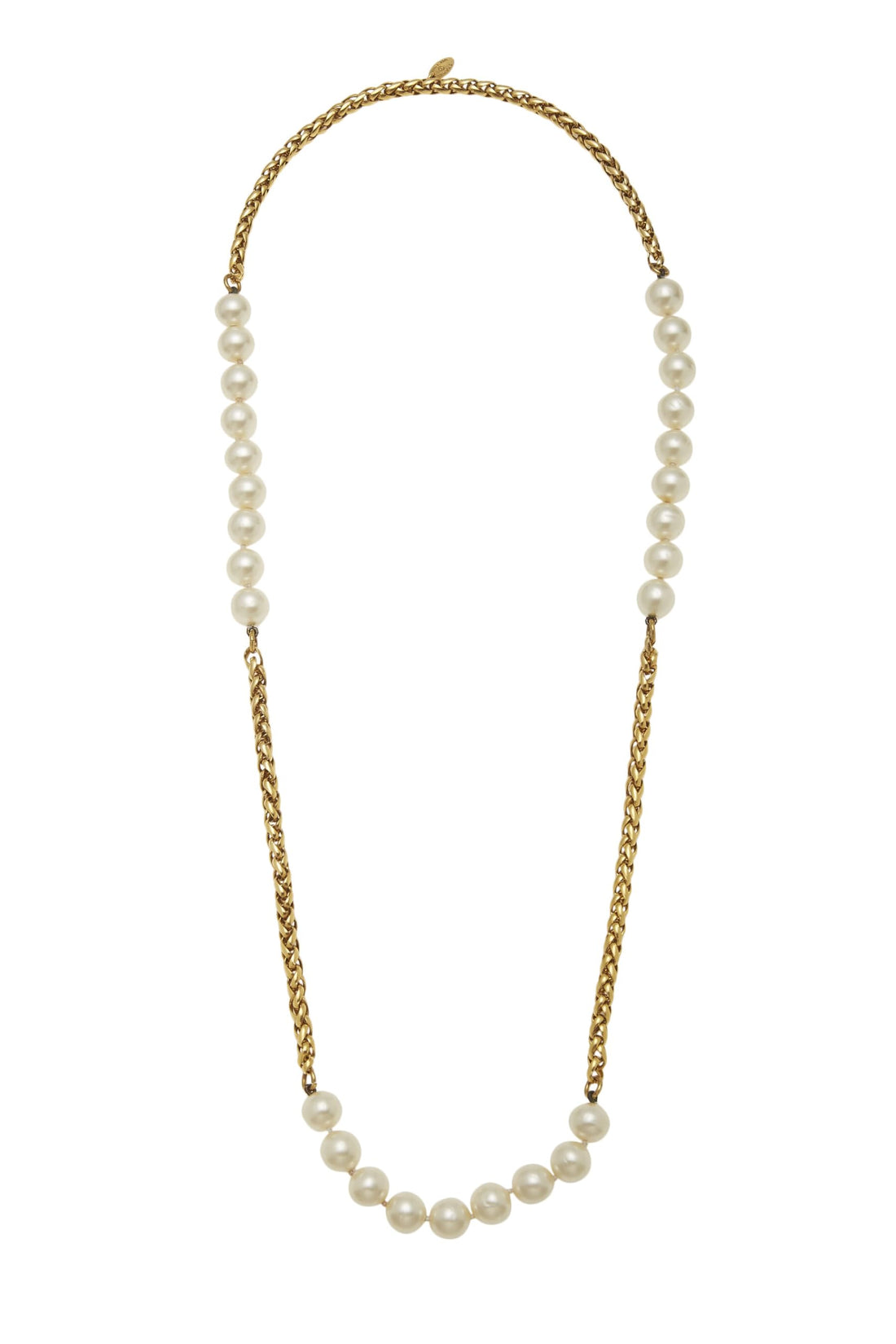 Chanel,  Gold & Faux Pearl Necklace, Gold
