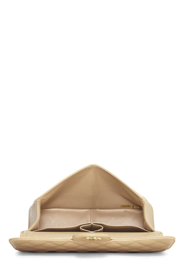 Chanel,  Beige Quilted Caviar New Classic Double Flap Jumbo, Beige