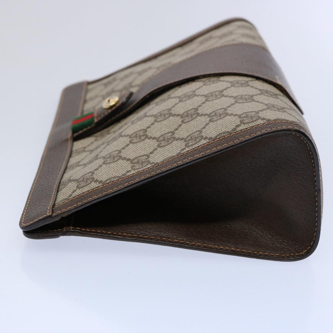 GUCCI GG Supreme Web Sherry Line Clutch Bag Beige Red 156 01 033 61313