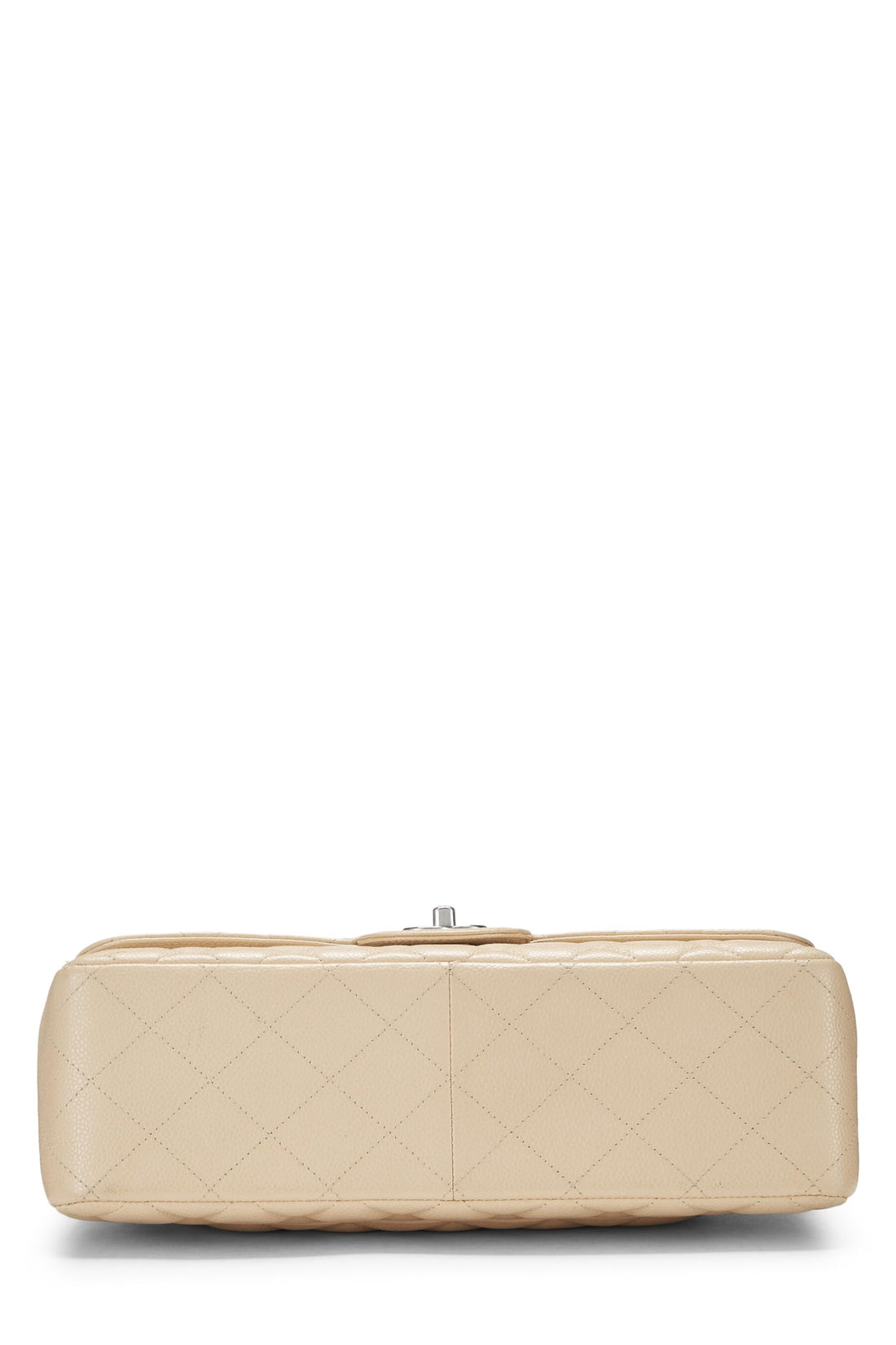Chanel,  Beige Quilted Caviar New Classic Double Flap Jumbo, Beige