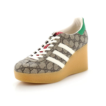x Adidas Women's Gazelle Wedge Sneakers GG Coated Canvas with Rubber